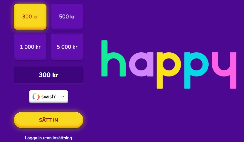 Hur man sätter in pengar till HappyCasino